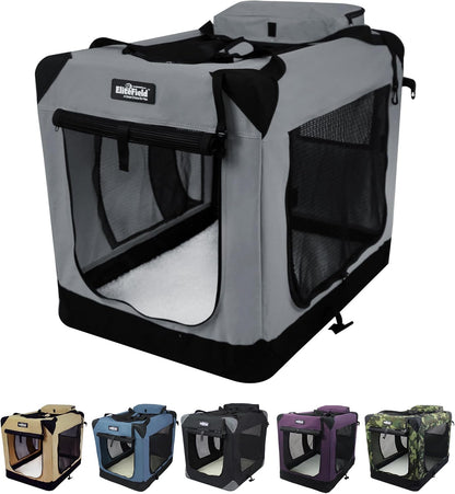 3-Door Soft Dog Crate with Bed & Carrying Bag (2-Year Warranty)
