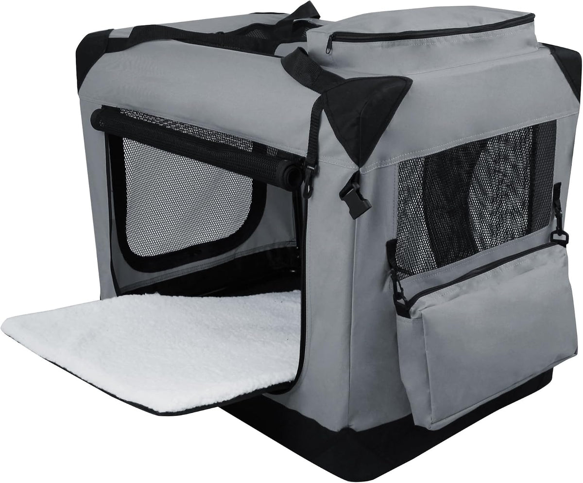 3-Door Soft Dog Crate with Bed & Carrying Bag (2-Year Warranty)