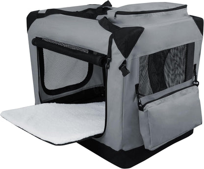 3-Door Soft Dog Crate with Bed & Carrying Bag (2-Year Warranty)