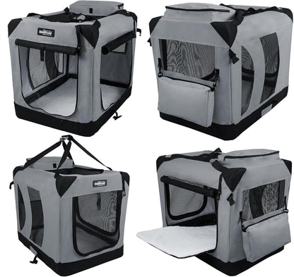 3-Door Soft Dog Crate with Bed & Carrying Bag (2-Year Warranty)