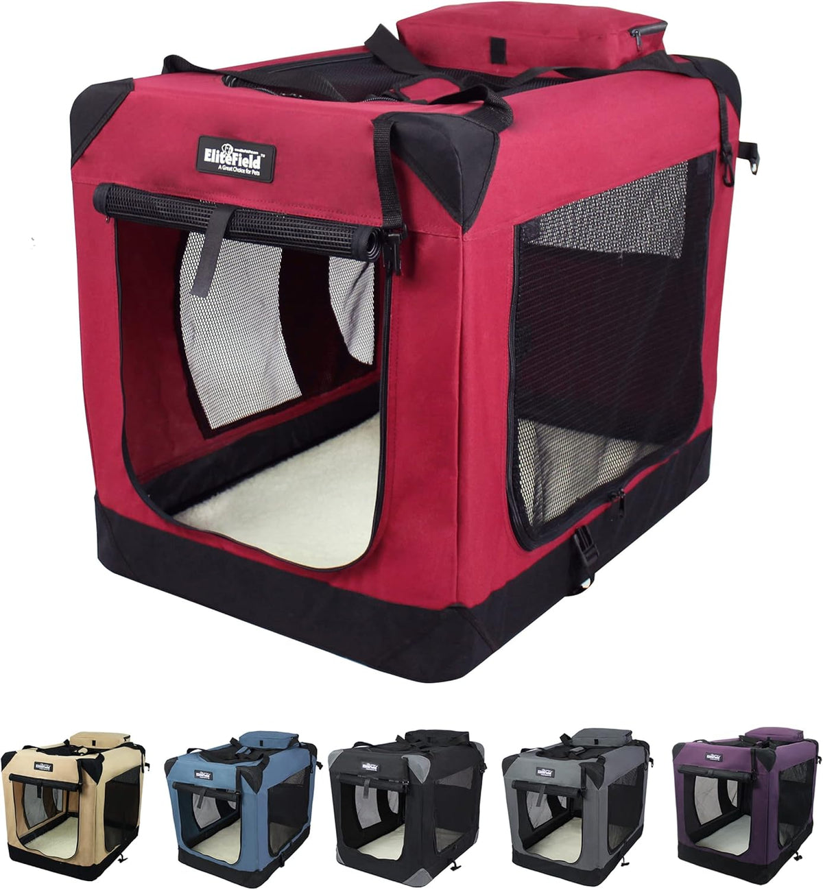 3-Door Soft Dog Crate with Bed & Carrying Bag (2-Year Warranty)