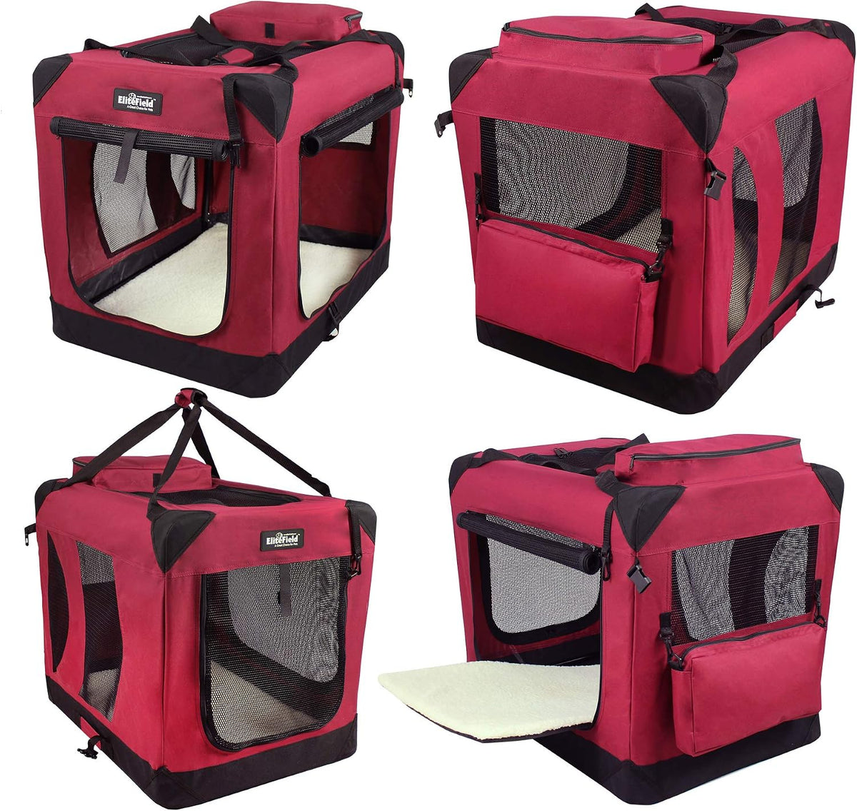 3-Door Soft Dog Crate with Bed & Carrying Bag (2-Year Warranty)