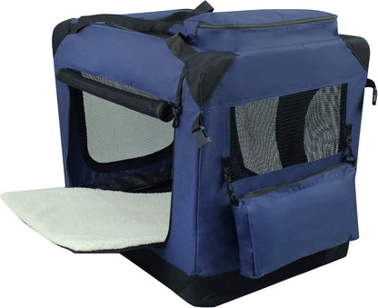 3-Door Soft Dog Crate with Bed & Carrying Bag (2-Year Warranty)