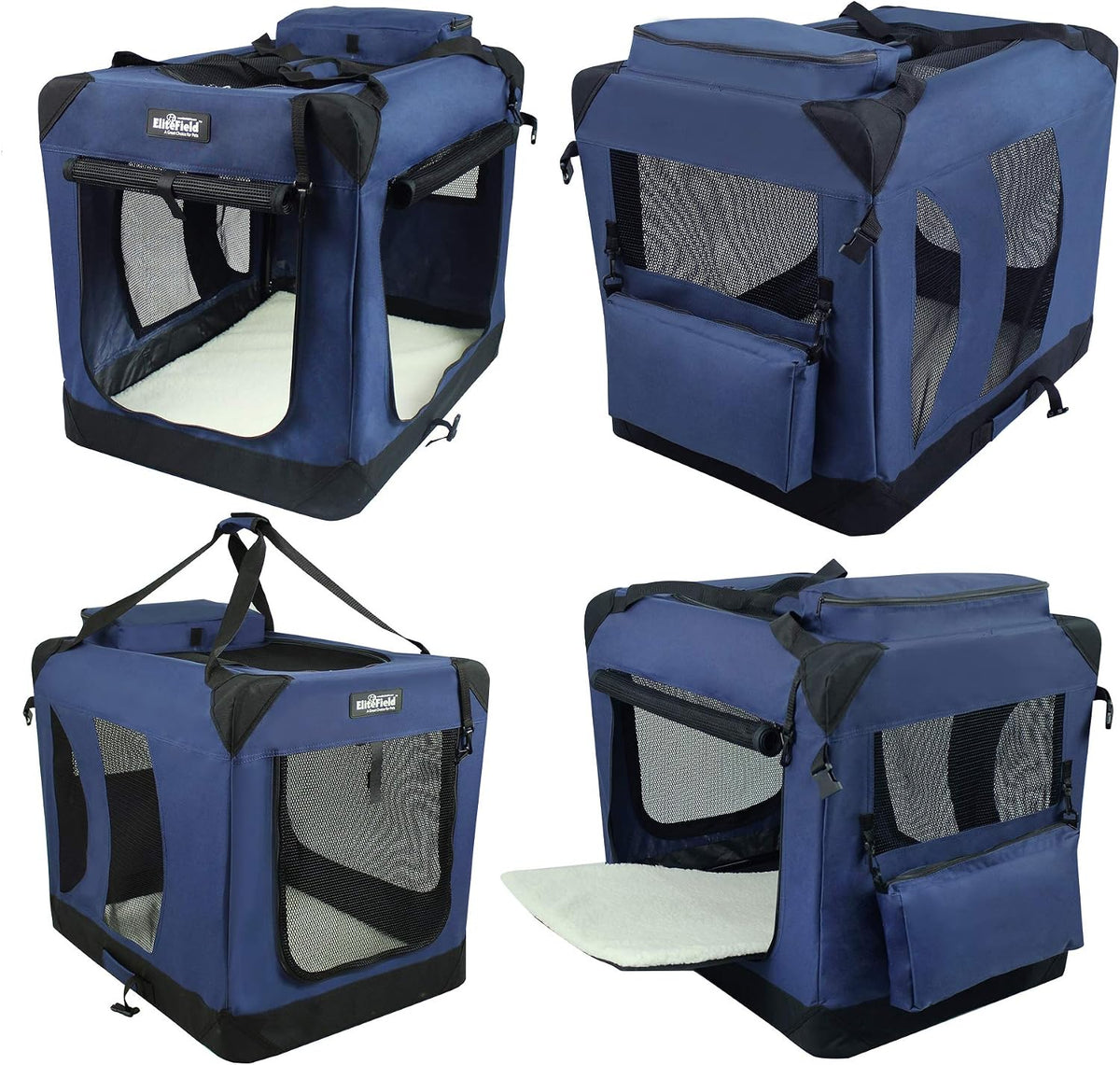 3-Door Soft Dog Crate with Bed & Carrying Bag (2-Year Warranty)