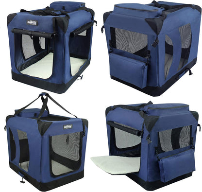 3-Door Soft Dog Crate with Bed & Carrying Bag (2-Year Warranty)
