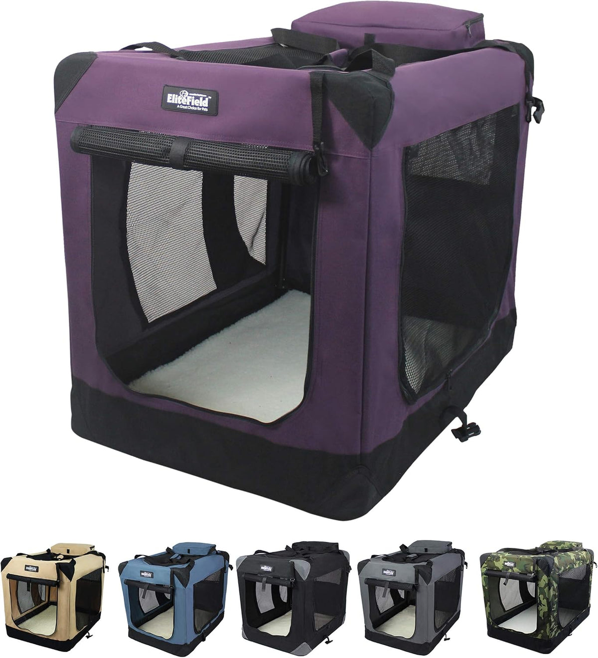 3-Door Soft Dog Crate with Bed & Carrying Bag (2-Year Warranty)
