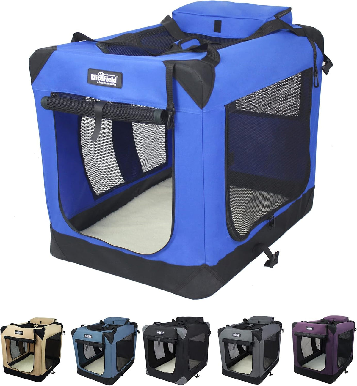 3-Door Soft Dog Crate with Bed & Carrying Bag (2-Year Warranty)
