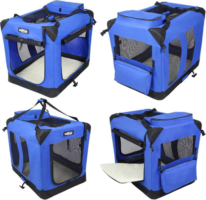 3-Door Soft Dog Crate with Bed & Carrying Bag (2-Year Warranty)