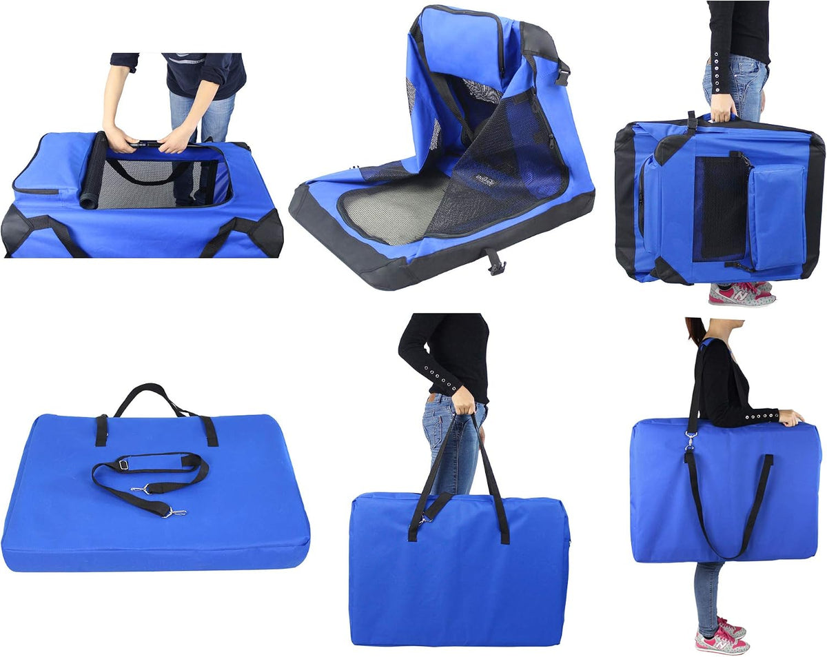 3-Door Soft Dog Crate with Bed & Carrying Bag (2-Year Warranty)