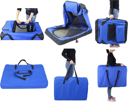 3-Door Soft Dog Crate with Bed & Carrying Bag (2-Year Warranty)