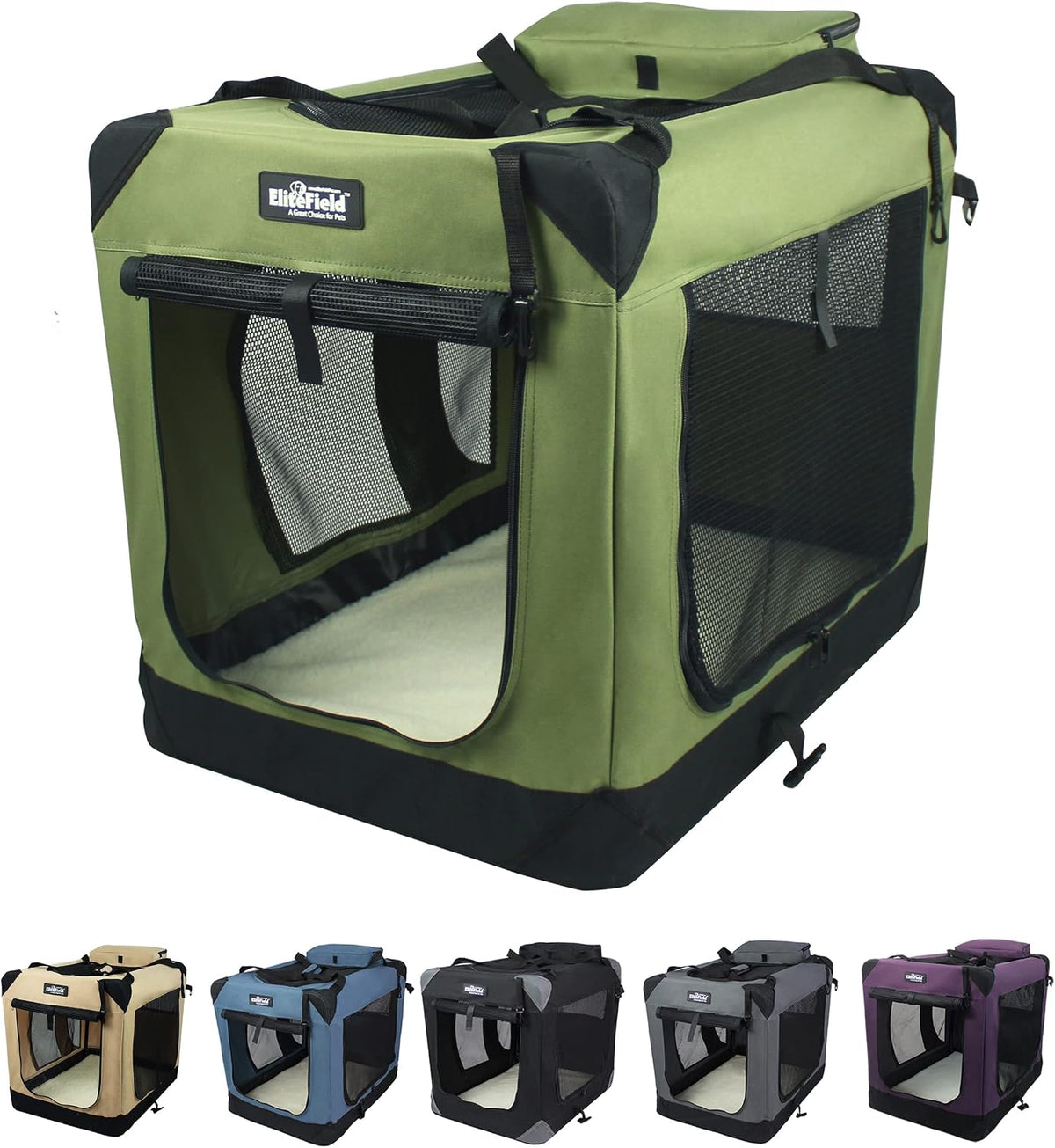 3-Door Soft Dog Crate with Bed & Carrying Bag (2-Year Warranty)