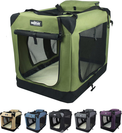 3-Door Soft Dog Crate with Bed & Carrying Bag (2-Year Warranty)