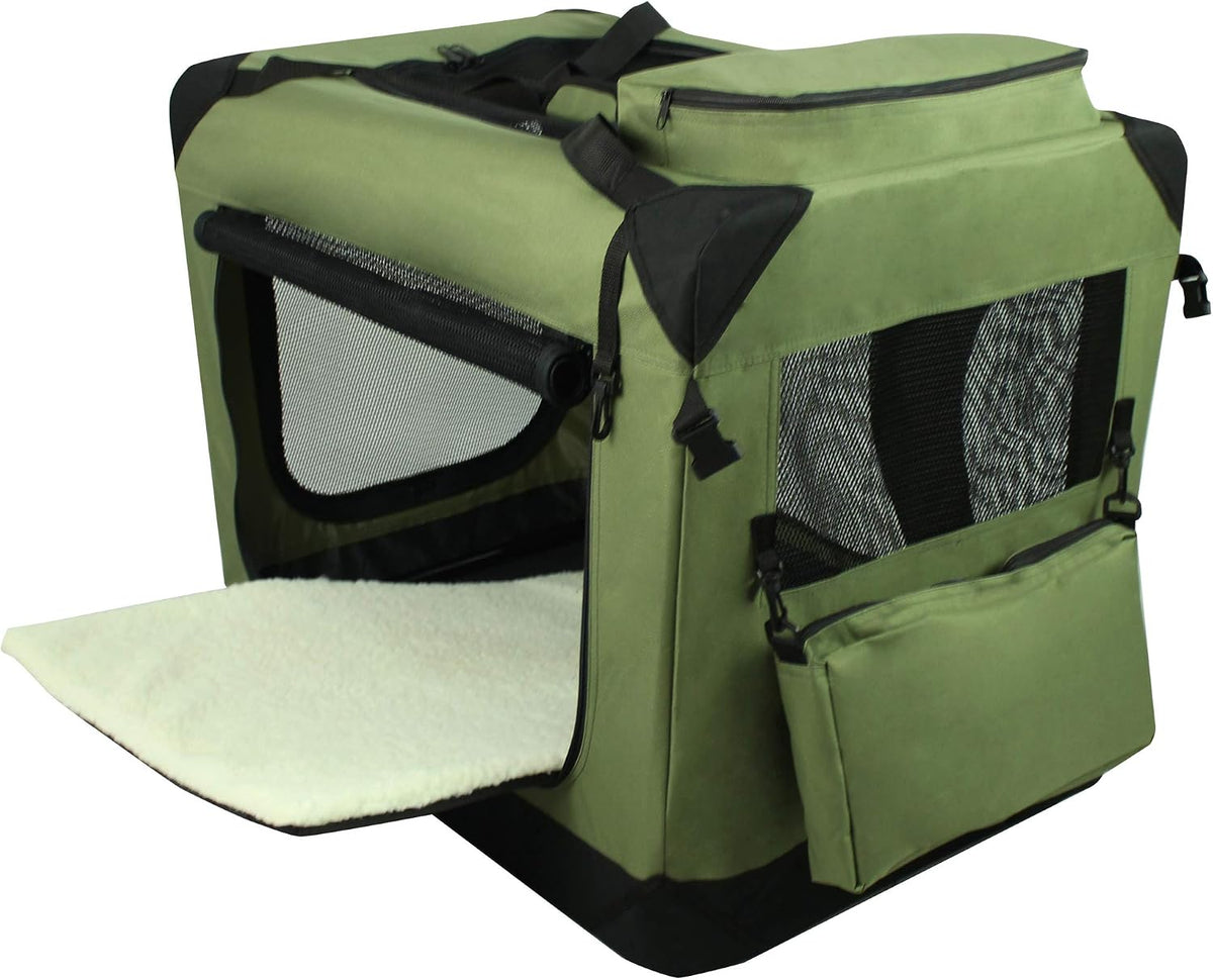 3-Door Soft Dog Crate with Bed & Carrying Bag (2-Year Warranty)