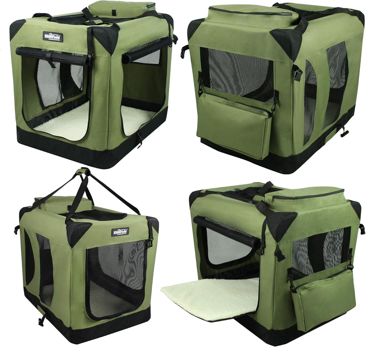 3-Door Soft Dog Crate with Bed & Carrying Bag (2-Year Warranty)