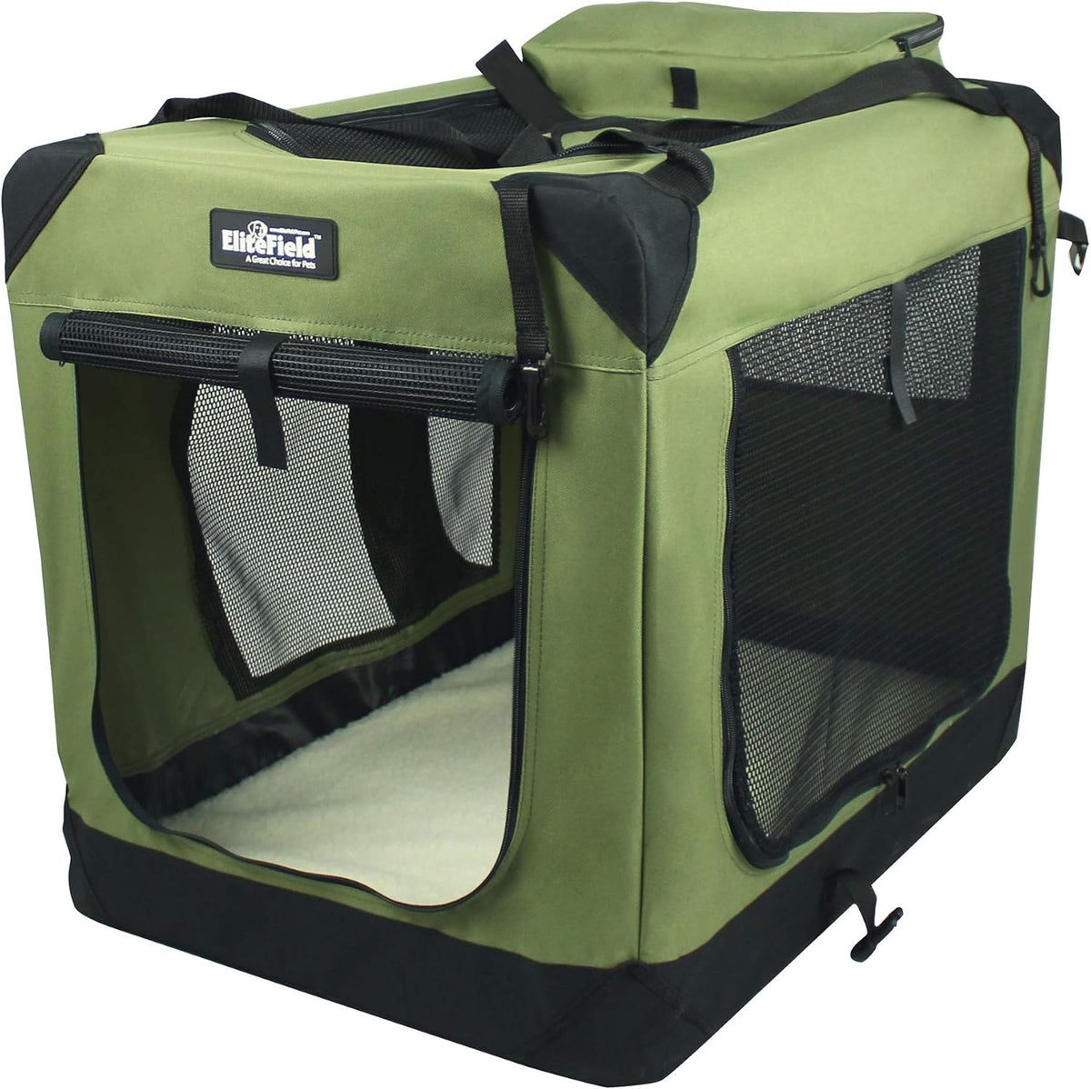 3-Door Soft Dog Crate with Bed & Carrying Bag (2-Year Warranty)