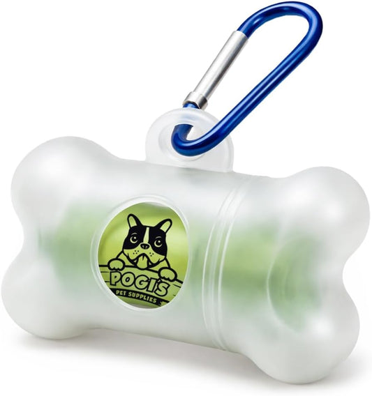 Pogi's Dog Poop Bag Holder & Dispenser, Unscented, Carabiner (15 Bags)