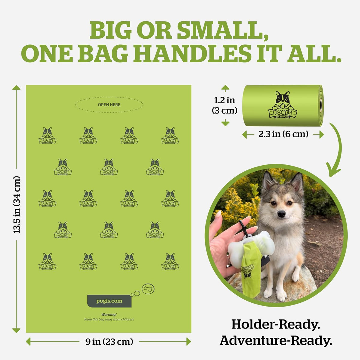 Pogi's Dog Poop Bag Holder & Dispenser, Unscented, Carabiner (15 Bags)