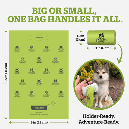 Pogi's Dog Poop Bag Holder & Dispenser, Unscented, Carabiner (15 Bags)