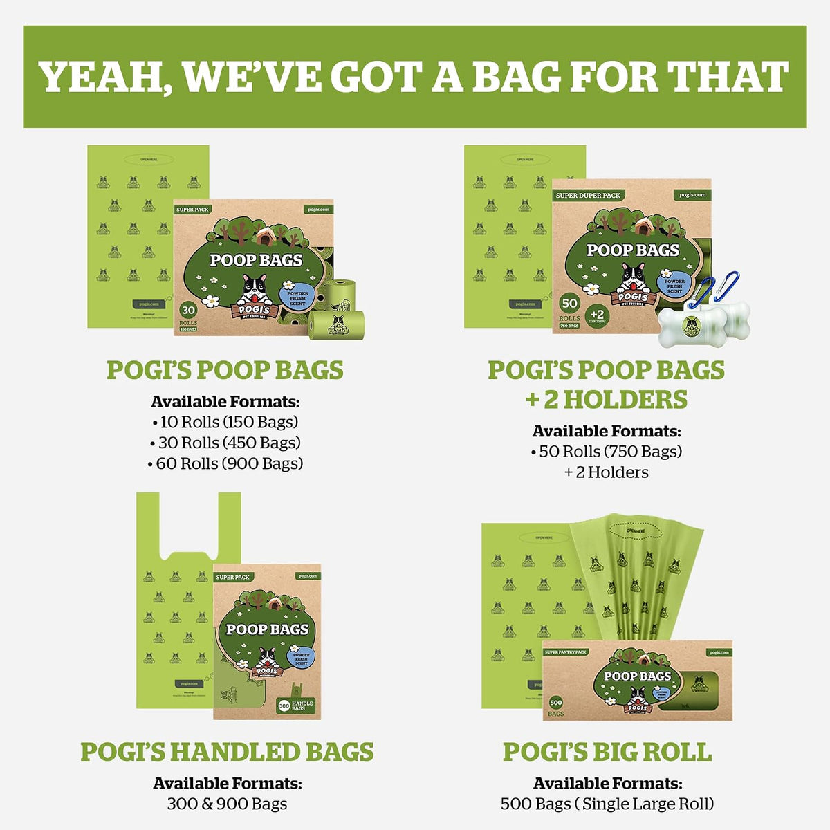 Pogi's Dog Poop Bag Holder & Dispenser, Unscented, Carabiner (15 Bags)