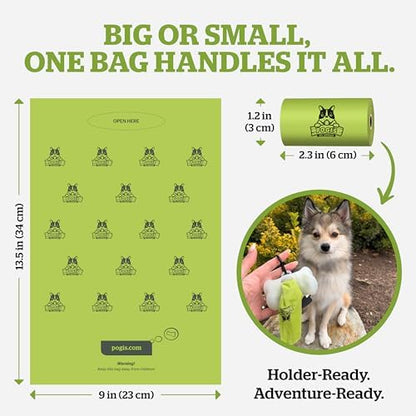 Pogi's Dog Poop Bag Holder & Dispenser, Unscented, Carabiner (15 Bags)