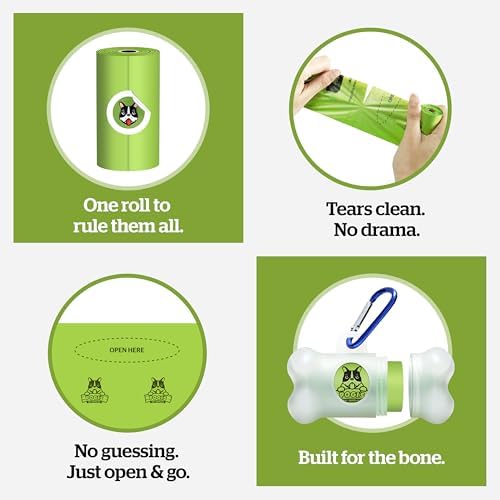 Pogi's Dog Poop Bag Holder & Dispenser, Unscented, Carabiner (15 Bags)