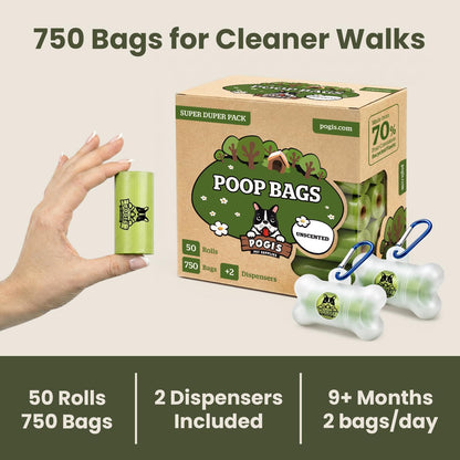 Pogi's Dog Poop Bag Holder & Dispenser, Unscented, Carabiner (15 Bags)