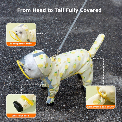 Waterproof Dog Raincoat,Full Coverage 4 Legs Dog Rain Jacket for Small Dogs,Pet Rain Coat with Hood,Reflective Strips&Leash Hole Outdoor Raincoat (Medium（for Weight 5.1-8.1 lb）, Blue)