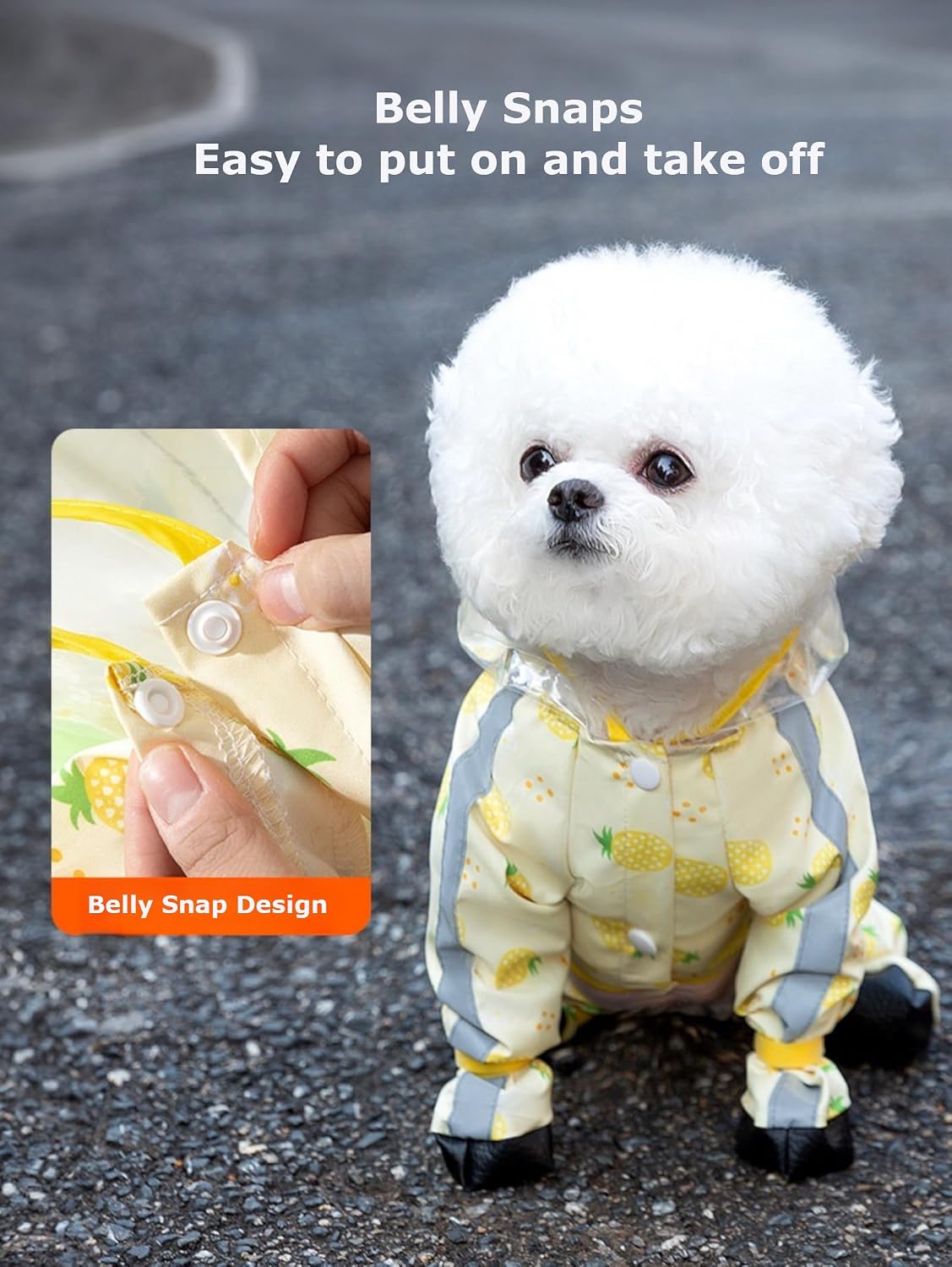 Waterproof Dog Raincoat,Full Coverage 4 Legs Dog Rain Jacket for Small Dogs,Pet Rain Coat with Hood,Reflective Strips&Leash Hole Outdoor Raincoat (Medium（for Weight 5.1-8.1 lb）, Blue)