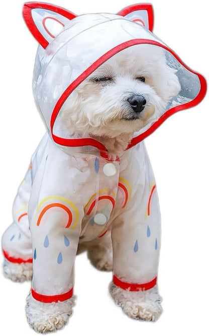 Waterproof Dog Raincoat,Full Coverage 4 Legs Dog Rain Jacket for Small Dogs,Pet Rain Coat with Hood,Reflective Strips&Leash Hole Outdoor Raincoat (Medium（for Weight 5.1-8.1 lb）, Blue)