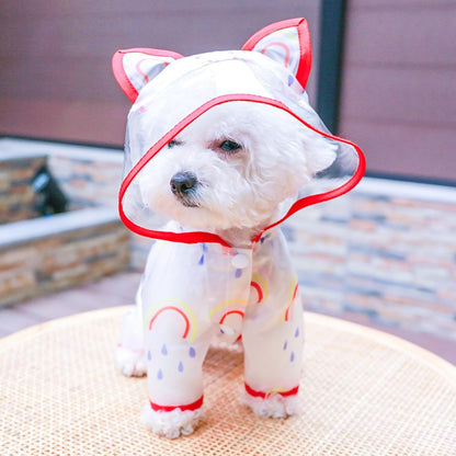 Waterproof Dog Raincoat,Full Coverage 4 Legs Dog Rain Jacket for Small Dogs,Pet Rain Coat with Hood,Reflective Strips&Leash Hole Outdoor Raincoat (Medium（for Weight 5.1-8.1 lb）, Blue)