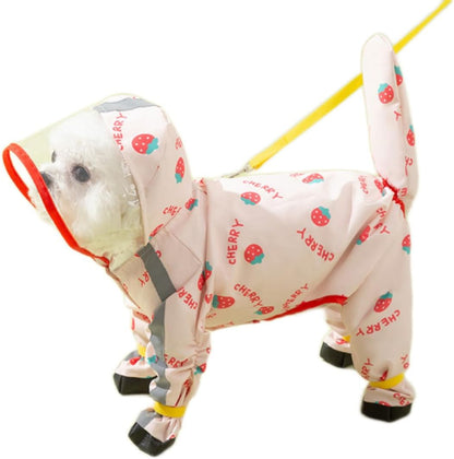 Waterproof Dog Raincoat,Full Coverage 4 Legs Dog Rain Jacket for Small Dogs,Pet Rain Coat with Hood,Reflective Strips&Leash Hole Outdoor Raincoat (Medium（for Weight 5.1-8.1 lb）, Blue)