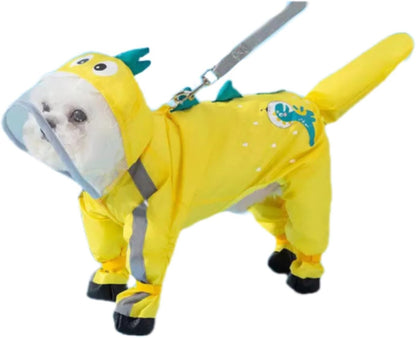Waterproof Dog Raincoat,Full Coverage 4 Legs Dog Rain Jacket for Small Dogs,Pet Rain Coat with Hood,Reflective Strips&Leash Hole Outdoor Raincoat (Medium（for Weight 5.1-8.1 lb）, Blue)