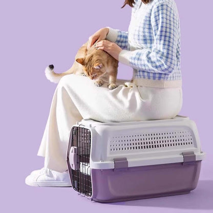 Cat Travel Carrier, Airline Pet Carrier, Portable Dog Crate, Hard Shell Kennel for Cats & Small Dogs, 360° Ventilation, Car Travel, Outdoor Hiking & Air Cargo Approved (Purple)
