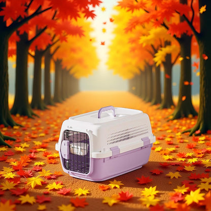 Cat Travel Carrier, Airline Pet Carrier, Portable Dog Crate, Hard Shell Kennel for Cats & Small Dogs, 360° Ventilation, Car Travel, Outdoor Hiking & Air Cargo Approved (Purple)