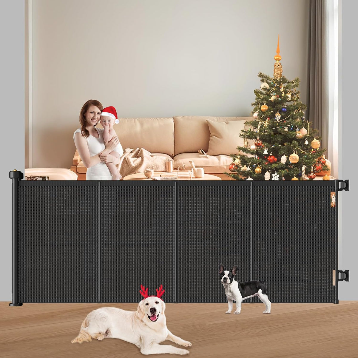 Retractable Baby Gates Extra Wide, 41" Tall Extends up to 71" Wide
