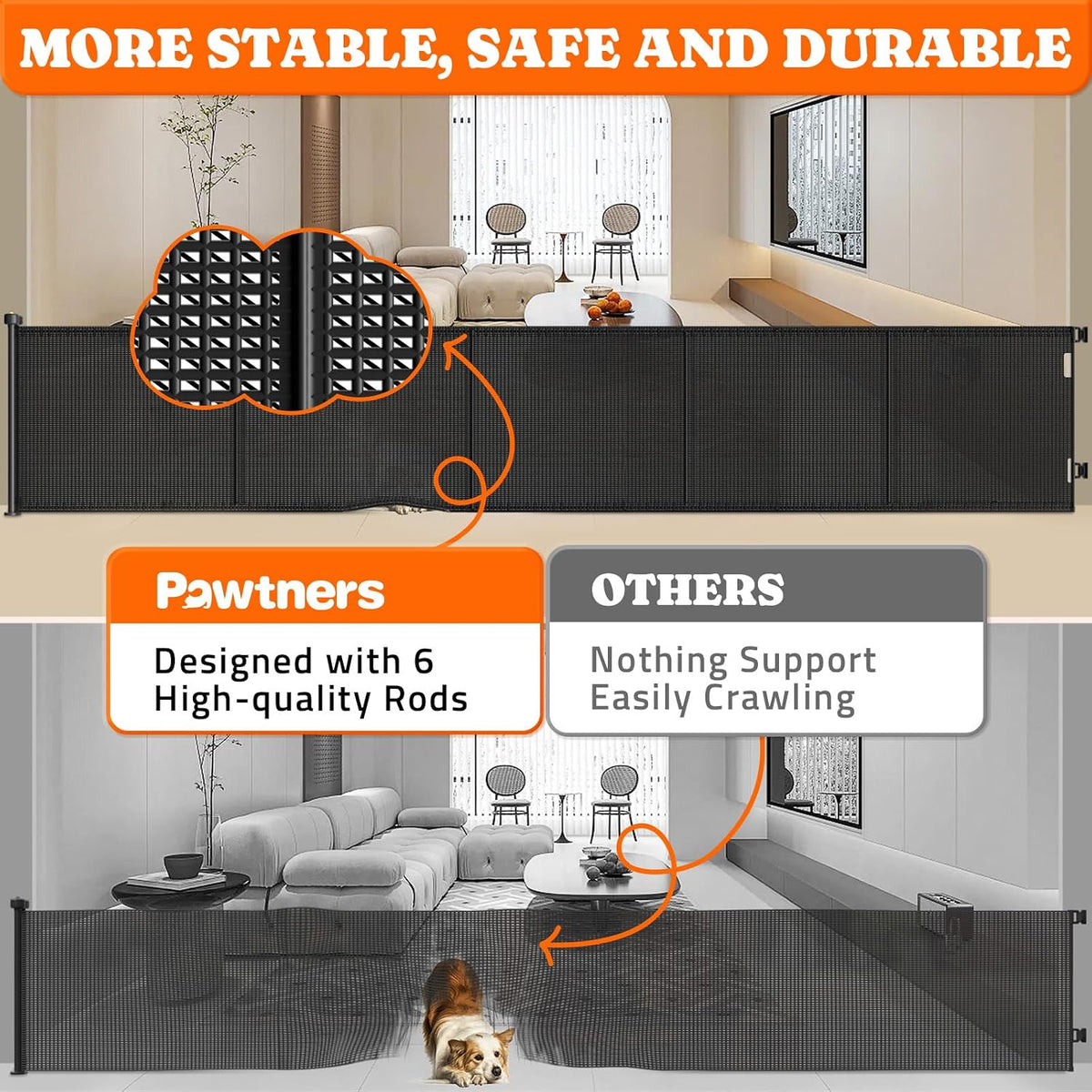 Retractable Baby Gates Extra Wide, 41" Tall Extends up to 71" Wide