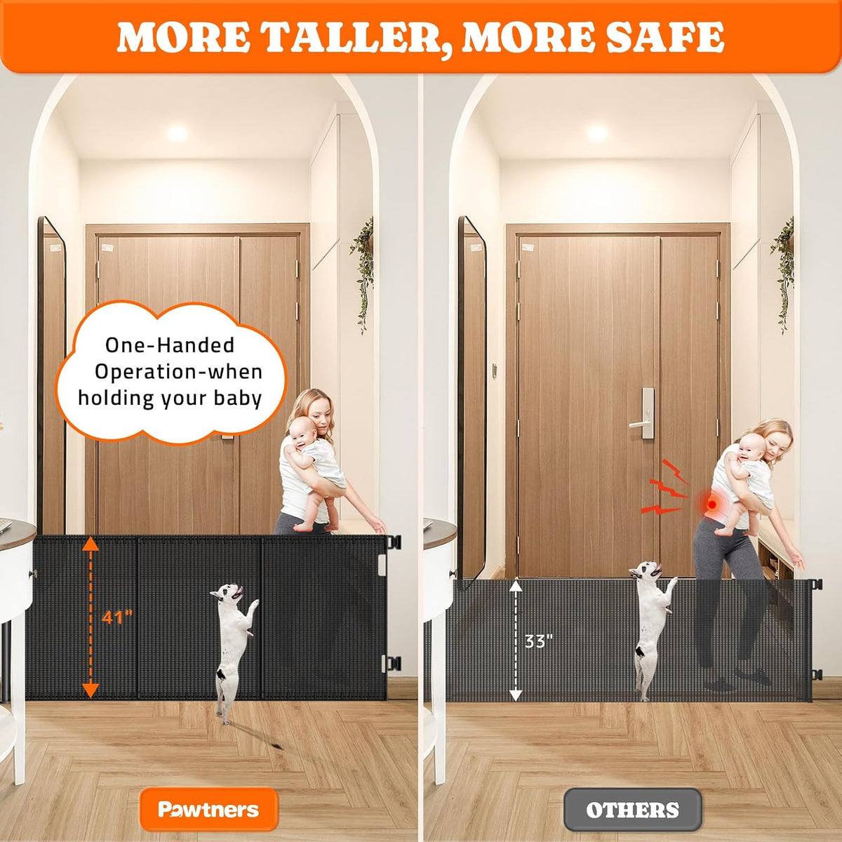 Retractable Baby Gates Extra Wide, 41" Tall Extends up to 71" Wide