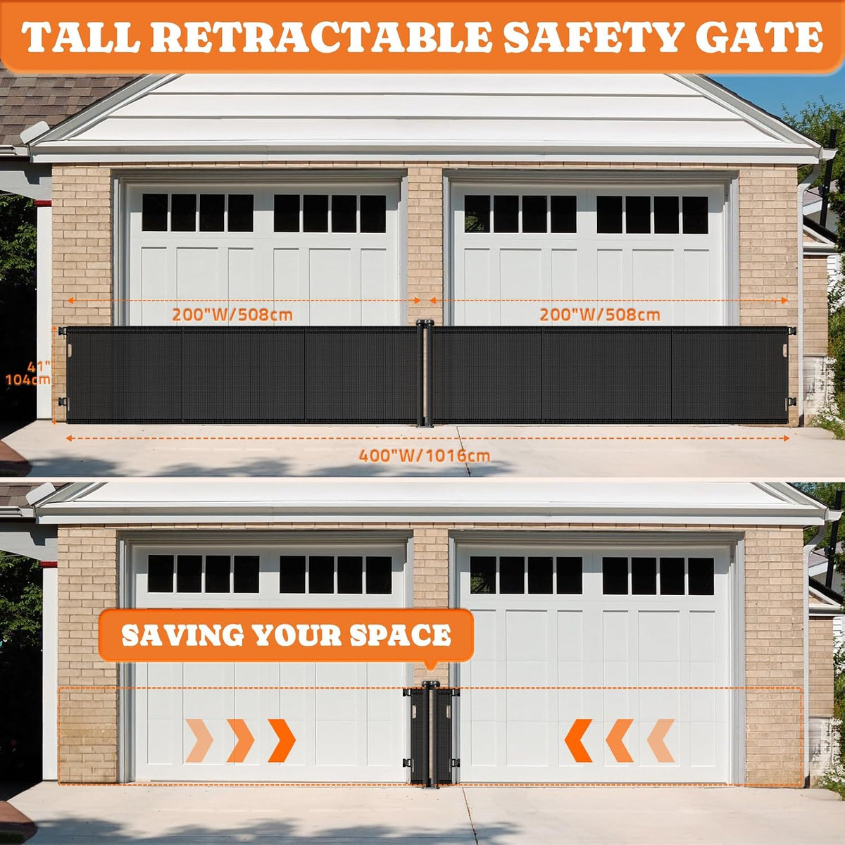 Retractable Baby Gates Extra Wide, 41" Tall Extends up to 71" Wide