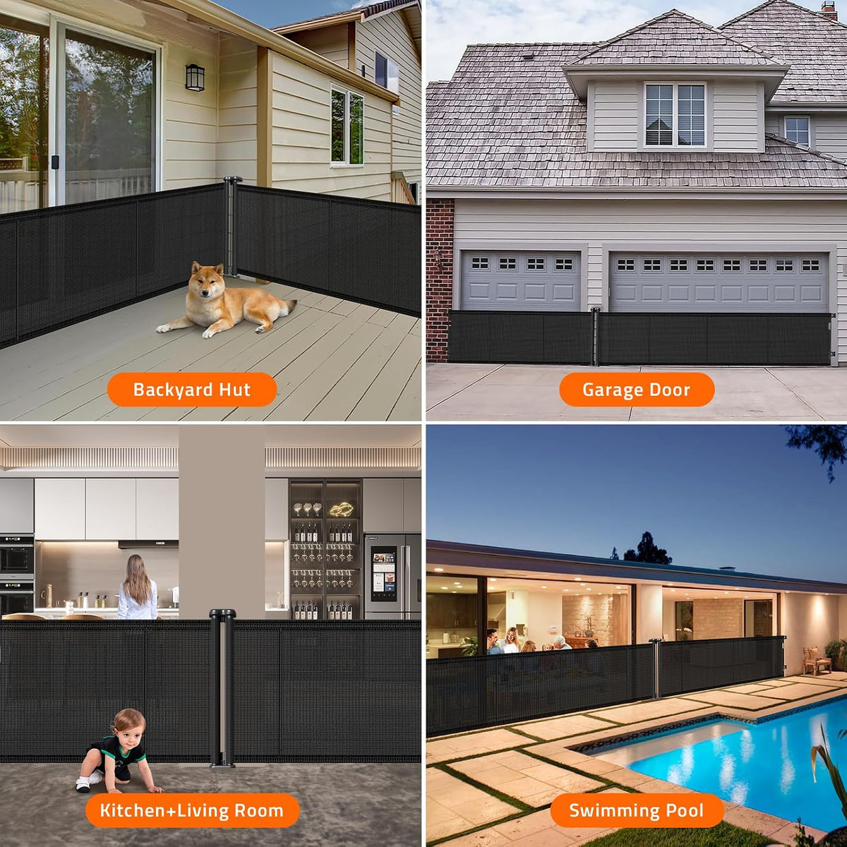 Retractable Baby Gates Extra Wide, 41" Tall Extends up to 71" Wide
