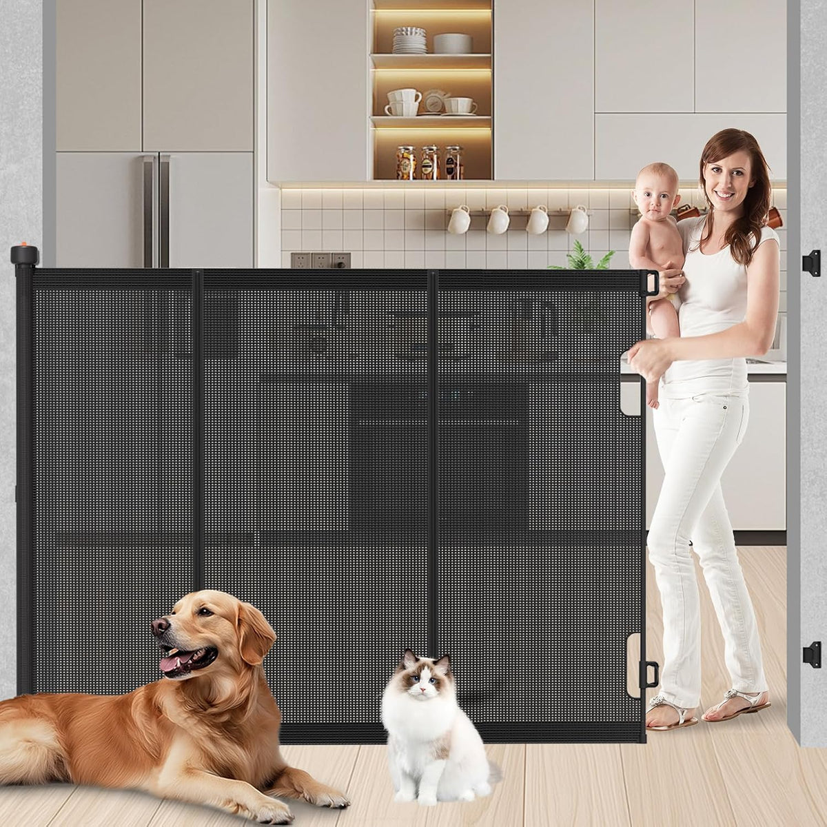Retractable Baby Gates Extra Wide, 41" Tall Extends up to 71" Wide