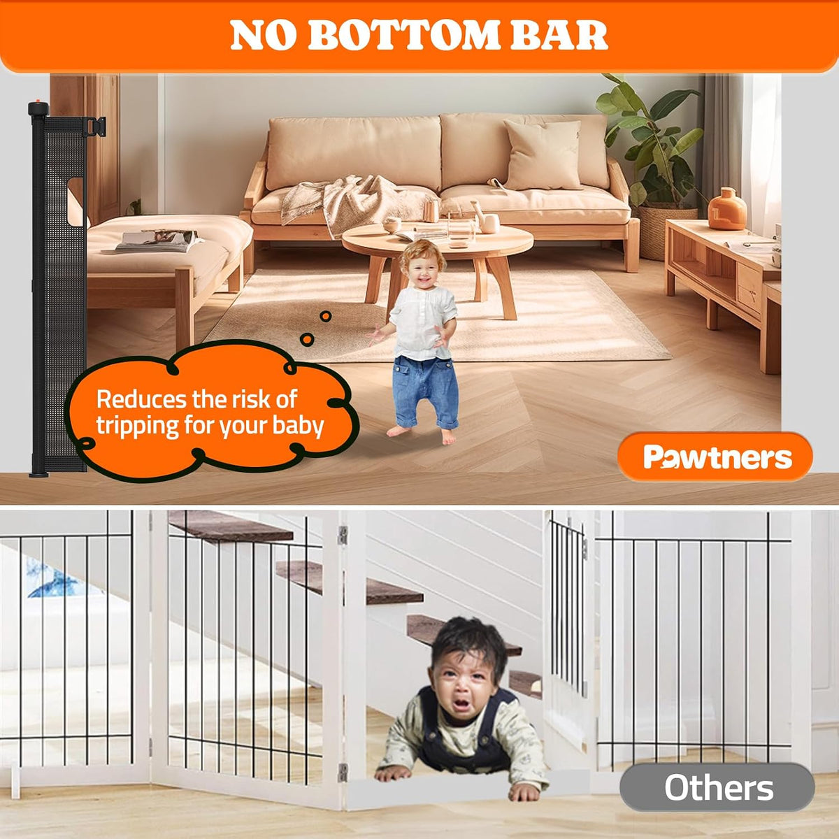 Retractable Baby Gates Extra Wide, 41" Tall Extends up to 71" Wide