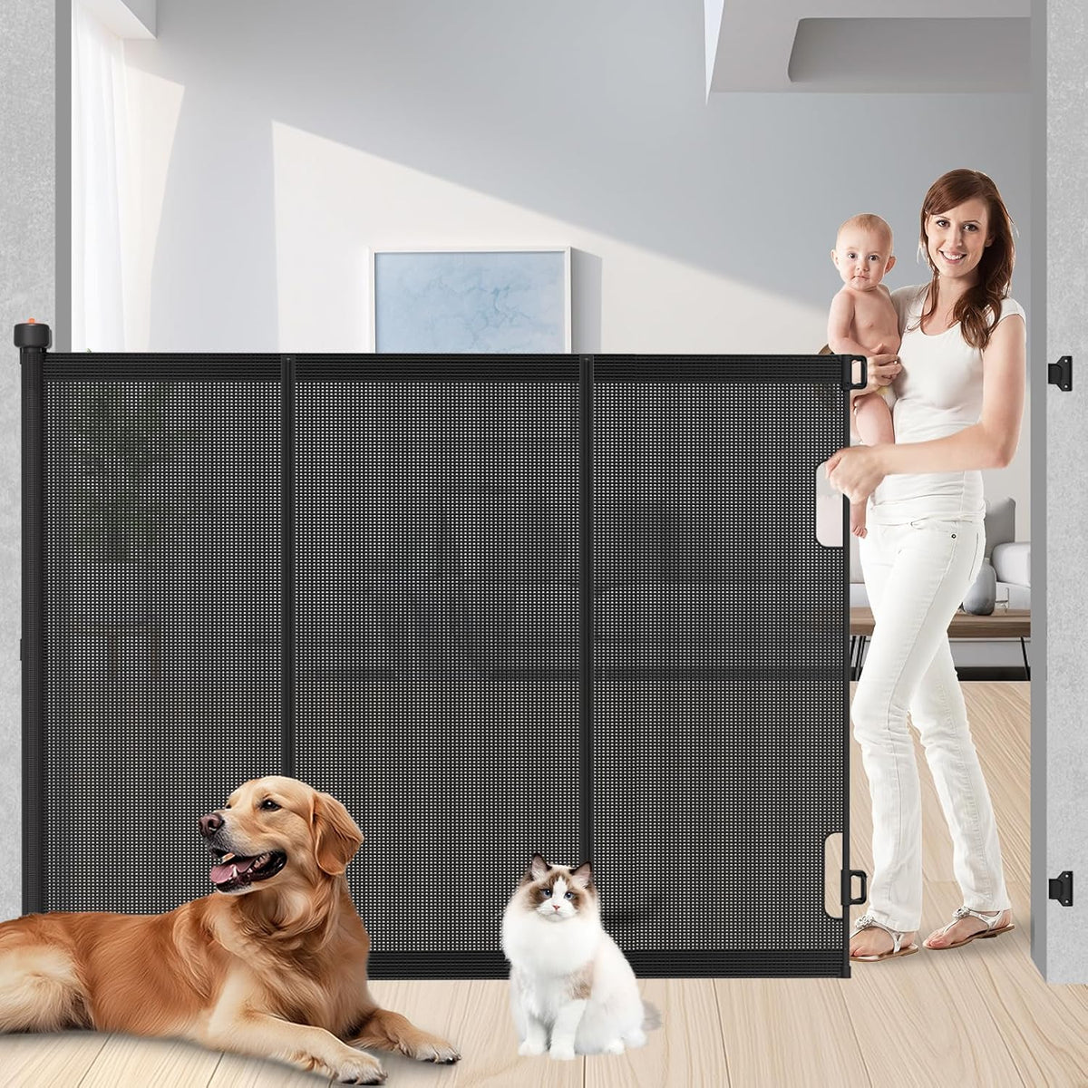Retractable Baby Gates Extra Wide, 41" Tall Extends up to 71" Wide