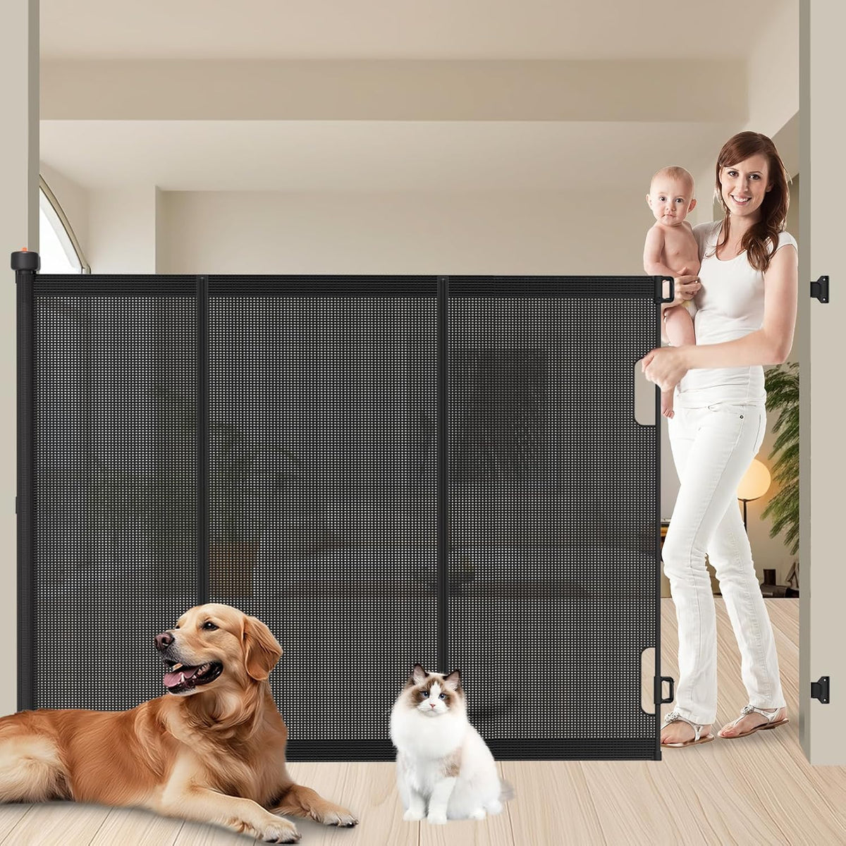 Retractable Baby Gates Extra Wide, 41" Tall Extends up to 71" Wide