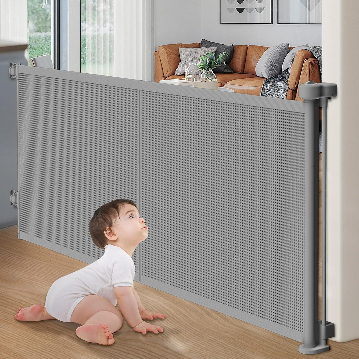 Retractable Baby Gates Extra Wide, 41" Tall Extends up to 71" Wide