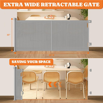 Retractable Baby Gates Extra Wide, 41" Tall Extends up to 71" Wide