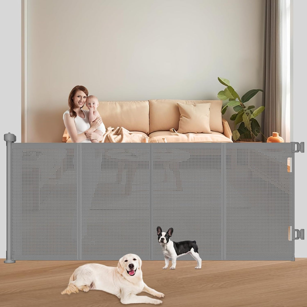 Retractable Baby Gates Extra Wide, 41" Tall Extends up to 71" Wide