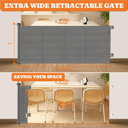 Retractable Baby Gates Extra Wide, 41" Tall Extends up to 71" Wide