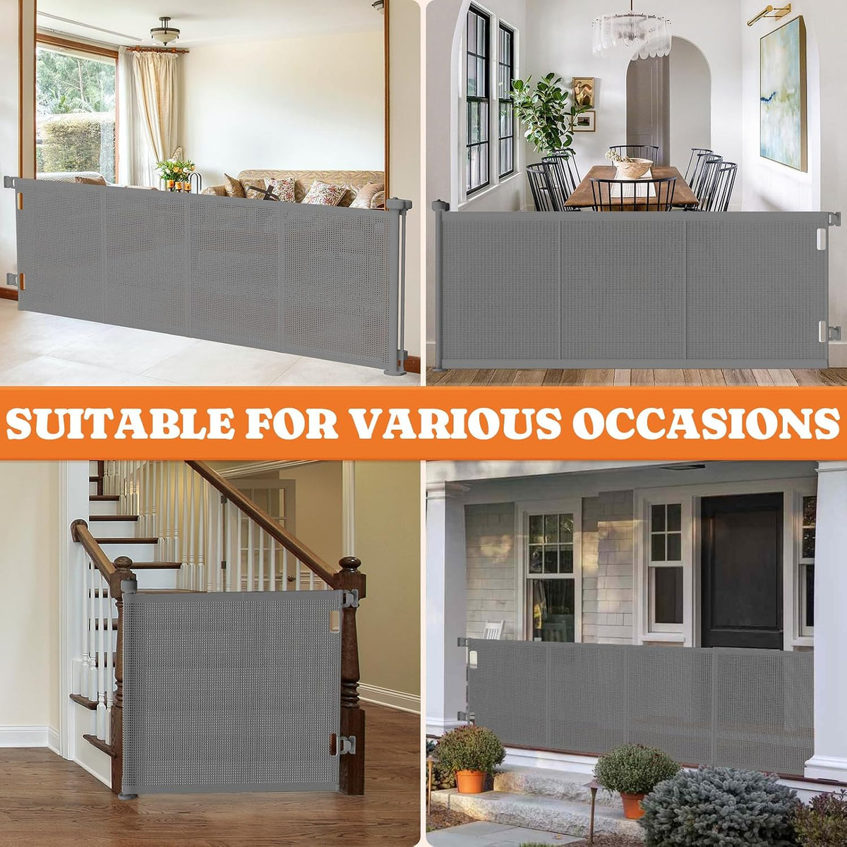 Retractable Baby Gates Extra Wide, 41" Tall Extends up to 71" Wide