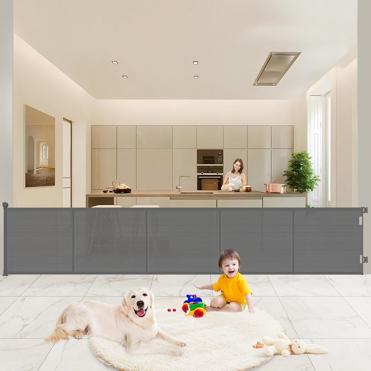 Retractable Baby Gates Extra Wide, 41" Tall Extends up to 71" Wide
