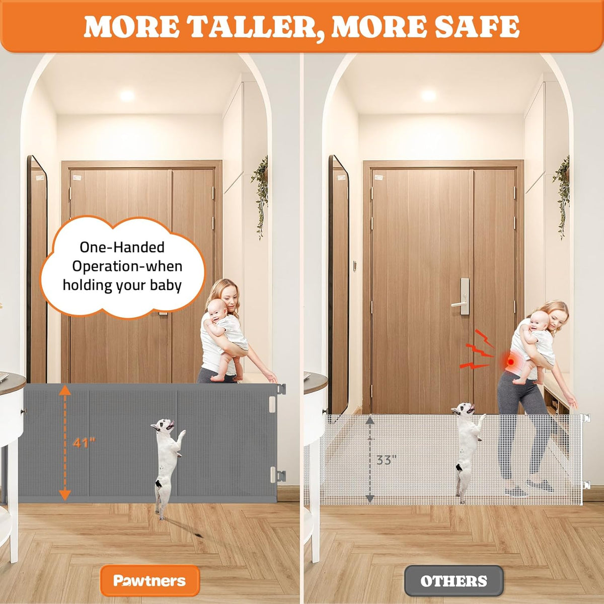 Retractable Baby Gates Extra Wide, 41" Tall Extends up to 71" Wide